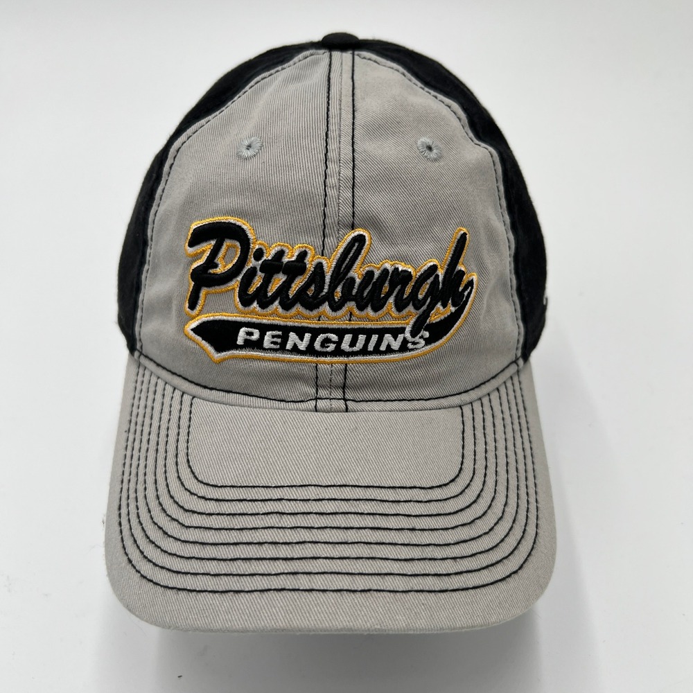 Adidas Pittsburgh Penguins NHL Baseball Cap Hat Gray Black Adjustable Cotton - Picture 1 of 7